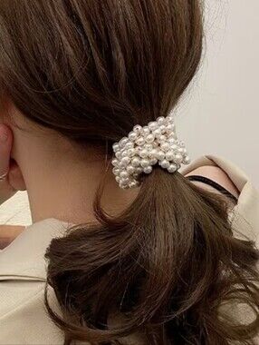 NEW! Pearl Cluster Hair Tie - White Pearl Stretch Ponytail Holder